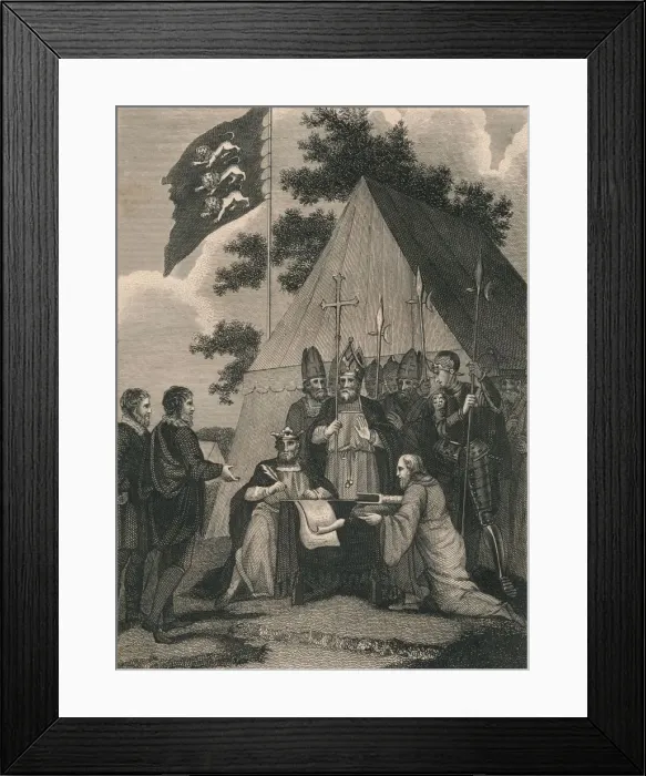 Framed Print : Magna Charter Signed by King John, 1215, (c19th century) Framed Print : Magna Charter Signed by King John, 1215, (c19th century)