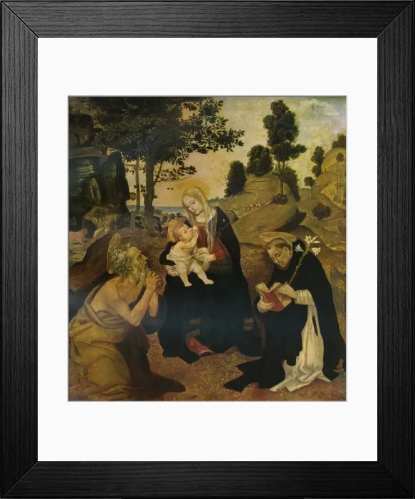 Framed Print : The Virgin and Child with Saints Jerome and Dominic, c1485, (1911). Artist: Filippino Lippi Framed Print : The Virgin and Child with Saints Jerome and Dominic, c1485, (1911). Artist: Filippino Lippi