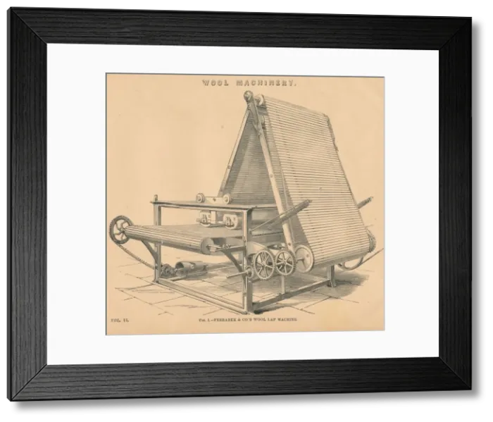 Framed Print : Wool Machinery: Ferrabee & Co.s Wool Lap Machine, c1880 Framed Print : Wool Machinery: Ferrabee & Co.s Wool Lap Machine, c1880