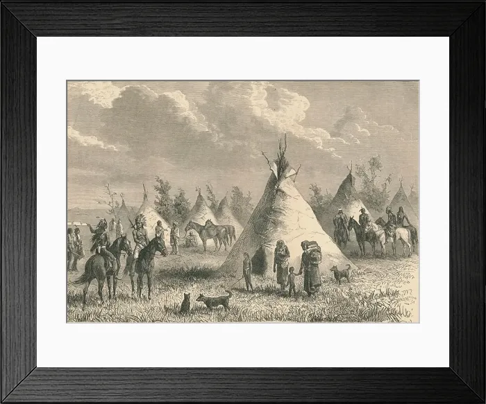 Framed Print : Village of Prairie Indians, c19th century Framed Print : Village of Prairie Indians, c19th century