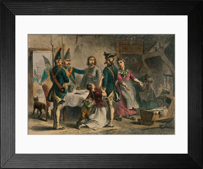 Framed Print : Conscription of German Soldiers for Service in America, c19th century. Artist: A Bobbell Framed Print : Conscription of German Soldiers for Service in America, c19th century. Artist: A Bobbell