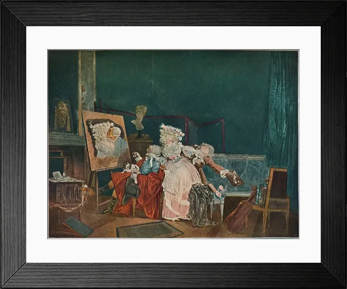 Framed Print : Les Deux Baisers, 1786, (1902). Artist: Philibert Louis Debucourt Framed Print : Les Deux Baisers, 1786, (1902). Artist: Philibert Louis Debucourt