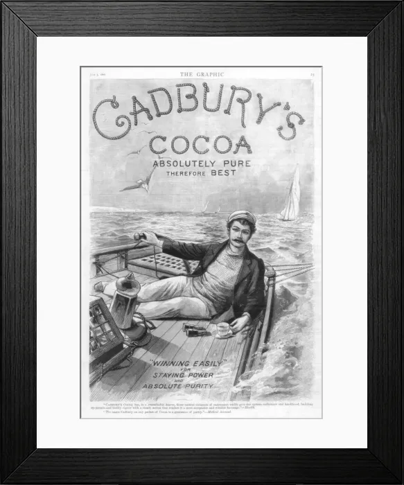 Framed Print : Advertisement for Cadburys Cocoa, 1890 Framed Print : Advertisement for Cadburys Cocoa, 1890