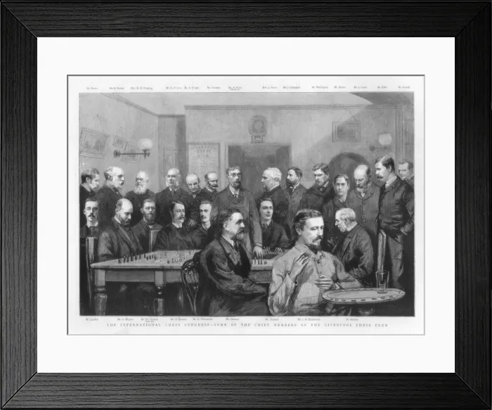 Framed Print : The International Chess Congress - some of the chief members of the Liverpool Chess Club, 1890 Framed Print : The International Chess Congress - some of the chief members of the Liverpool Chess Club, 1890
