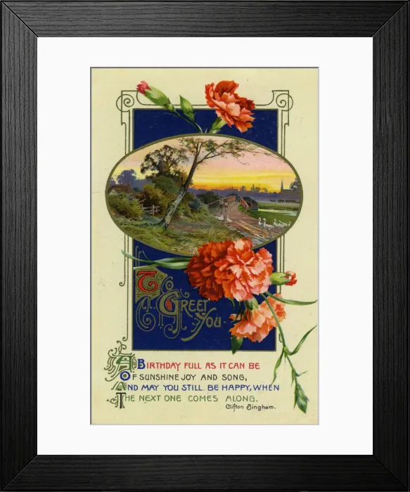 Framed Print : Birthday postcard, c1911 Framed Print : Birthday postcard, c1911