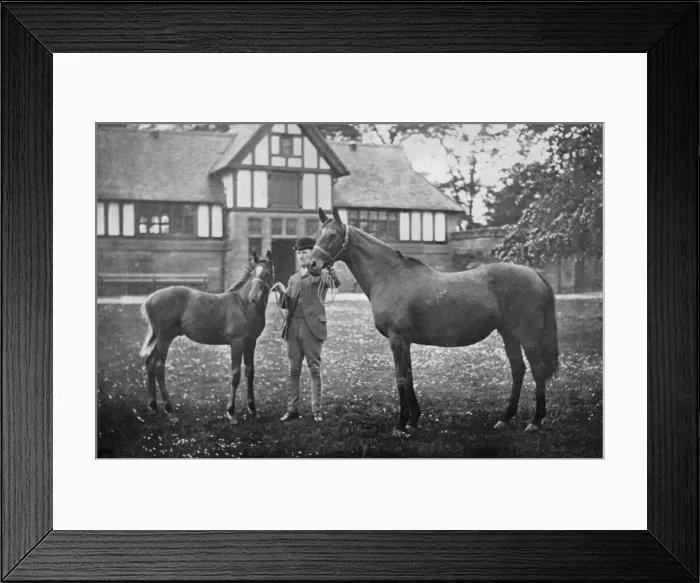 Framed Print : Lily Agnes, with Orelio by Bend Or, winner of £4955, 1894 (1938) Framed Print : Lily Agnes, with Orelio by Bend Or, winner of £4955, 1894 (1938)