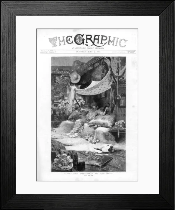 Framed Print : French actress Sarah Bernhardt in her Paris studio, France, 1890 Framed Print : French actress Sarah Bernhardt in her Paris studio, France, 1890