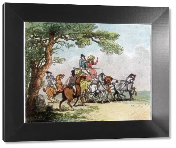 Vicissitudes of the road in 1787, the highwayman, Lord Barrymore stopped, 1890