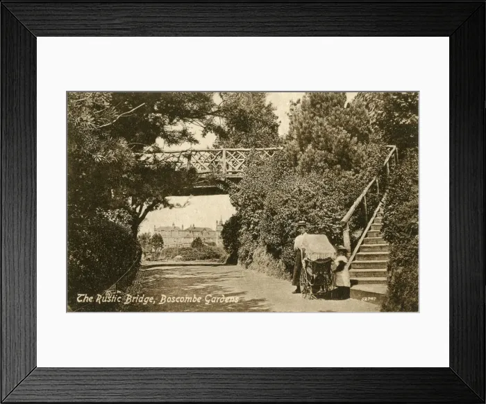 Framed Print : The Rustic Bridge, Boscombe Gardens, Bournemouth, Dorset, c1900-c1919(?) Framed Print : The Rustic Bridge, Boscombe Gardens, Bournemouth, Dorset, c1900-c1919(?)