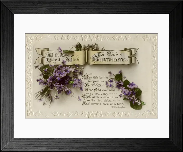 Framed Print : Birthday postcard, c1919 Framed Print : Birthday postcard, c1919