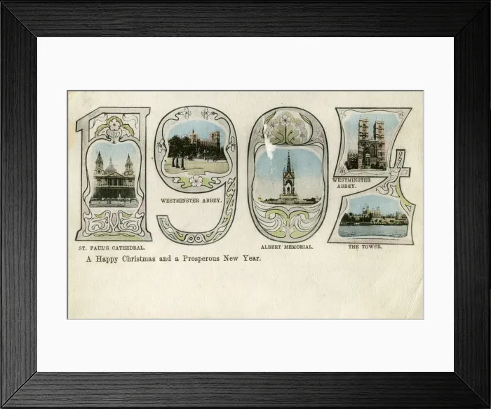 Framed Print : Christmas card, 1904 Framed Print : Christmas card, 1904