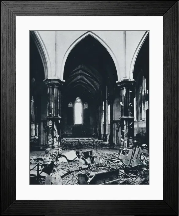 Framed Print : Interior of the Temple Church after the fire, 1941 Framed Print : Interior of the Temple Church after the fire, 1941