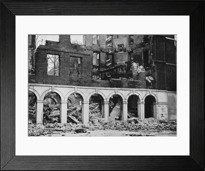 Framed Print : The Cloisters in the Temple after having been wrecked by fire, 1941 Framed Print : The Cloisters in the Temple after having been wrecked by fire, 1941