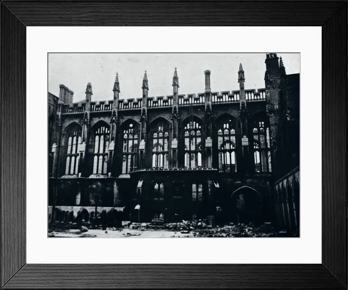 Framed Print : The Historic Hall in the Inner Temple completely gutted by fire, 1941 Framed Print : The Historic Hall in the Inner Temple completely gutted by fire, 1941