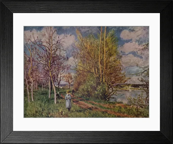 Framed Print : Spring on the River Banks, late 19th century. (1941). Artist: Alfred Sisley Framed Print : Spring on the River Banks, late 19th century. (1941). Artist: Alfred Sisley
