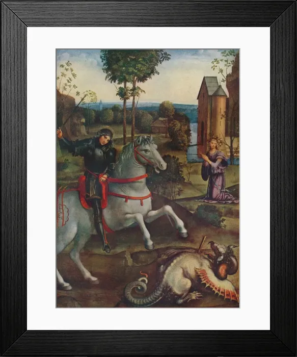 Framed Print : St. George and the Dragon, c15th century. (1941). Artist: H Granville Fell Framed Print : St. George and the Dragon, c15th century. (1941). Artist: H Granville Fell