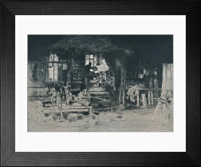 Framed Print : The Workshop, Stirling, 1905. Artist: David Young Cameron Framed Print : The Workshop, Stirling, 1905. Artist: David Young Cameron