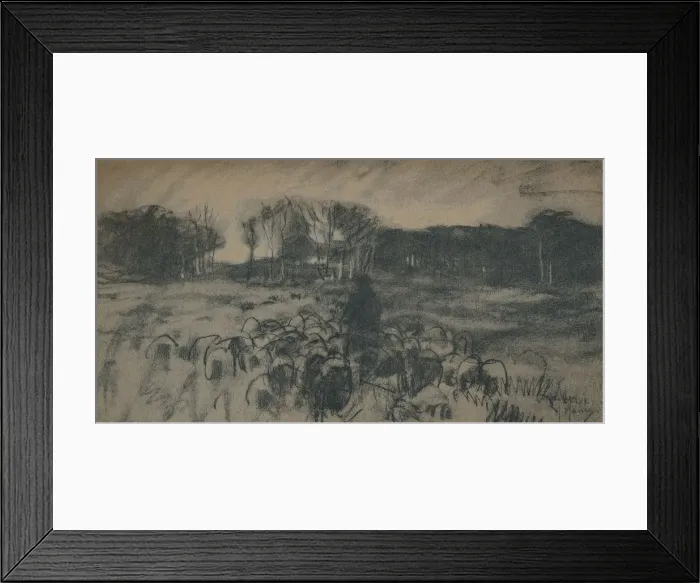 Framed Print : A sketch of a shepherd and his flock, 19th century. Artist: Anton Mauve Framed Print : A sketch of a shepherd and his flock, 19th century. Artist: Anton Mauve