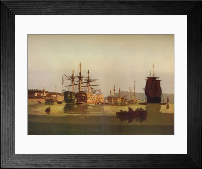 Framed Print : HMS Revenge and French Prize Hulk, c1850. (1930). Artist: Geoffrey Sneyd Garnier Framed Print : HMS Revenge and French Prize Hulk, c1850. (1930). Artist: Geoffrey Sneyd Garnier