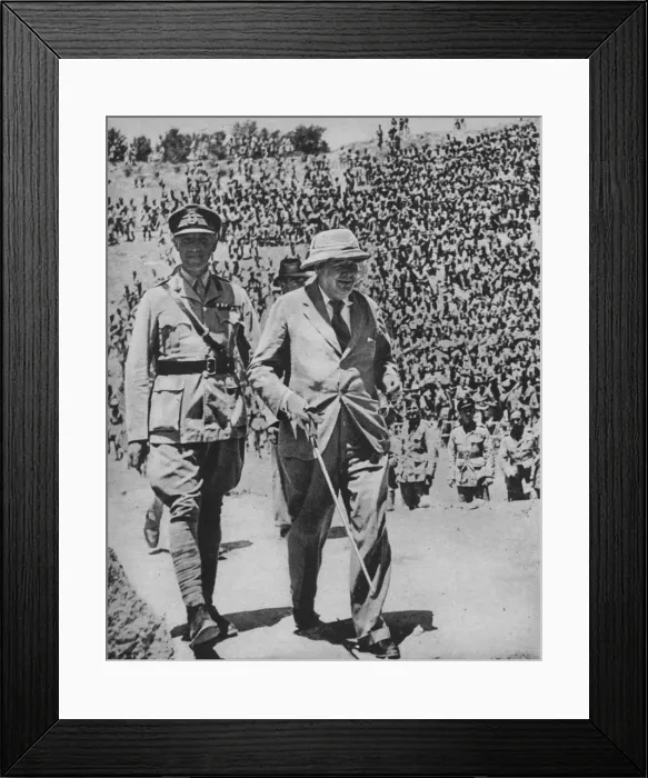 Framed Print : Home via the Battlefields - Mr Churchill in the ancient Roman amphitheatre at Carthage, 1943-44 Framed Print : Home via the Battlefields - Mr Churchill in the ancient Roman amphitheatre at Carthage, 1943-44