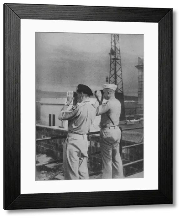 Framed Print : Generals Montgomery and Eisenhower view from a balcony in Messina the Italian Mainland, 1943-44 Framed Print : Generals Montgomery and Eisenhower view from a balcony in Messina the Italian Mainland, 1943-44