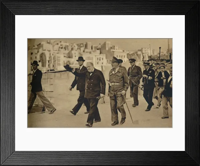 Framed Print : Mr. Churchill called at Malta, where he is seen with Field-Marshal Lord Gort, 1943-1944 Framed Print : Mr. Churchill called at Malta, where he is seen with Field-Marshal Lord Gort, 1943-1944