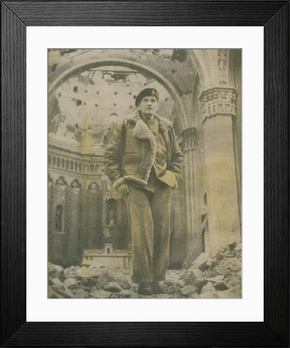 Framed Print : General Sir Bernard Montgomery, surveys the shell-torn ruins of Fossacesia, 1944-1944 Framed Print : General Sir Bernard Montgomery, surveys the shell-torn ruins of Fossacesia, 1944-1944