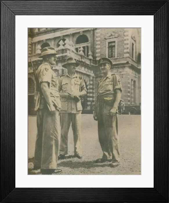 Framed Print : Leaders in the Burma Campaign met in Rangoon after the citys fall on May 3, 1945, 1945 Framed Print : Leaders in the Burma Campaign met in Rangoon after the citys fall on May 3, 1945, 1945