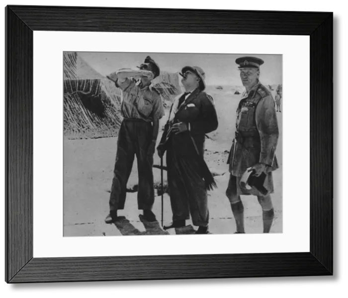 Framed Print : Mr. Churchill with Sir A. Tedder and Gen. Auchinleck. 1942 Framed Print : Mr. Churchill with Sir A. Tedder and Gen. Auchinleck. 1942