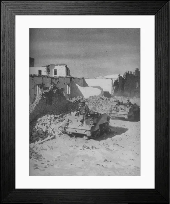 Framed Print : Past Grazianis Shattered Stronghold Lies the Conquerors Road, 1941 Framed Print : Past Grazianis Shattered Stronghold Lies the Conquerors Road, 1941