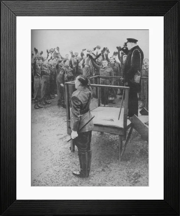 Framed Print : Hailed by the New Men of his Old Regiment, 1941 Framed Print : Hailed by the New Men of his Old Regiment, 1941