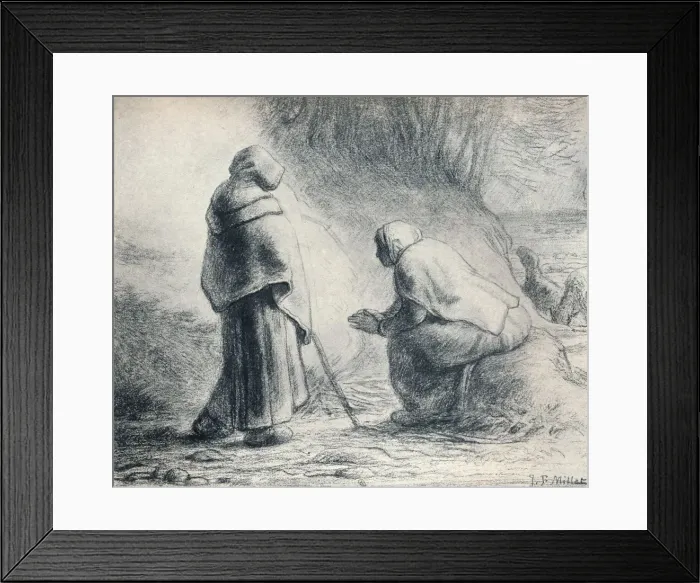 Framed Print : Bergeres Se Chauffant, (Shepherds at a Fire), 19th century. Artist: Jean Francois Millet Framed Print : Bergeres Se Chauffant, (Shepherds at a Fire), 19th century. Artist: Jean Francois Millet