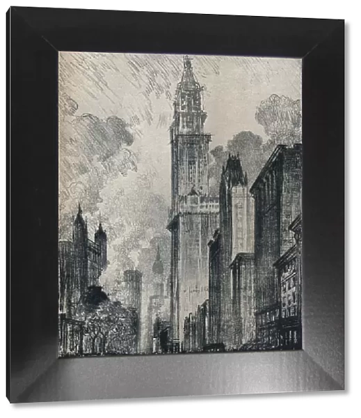 The Broadway and the Woolworth Building, New York, 1912. Artist: Joseph Pennell