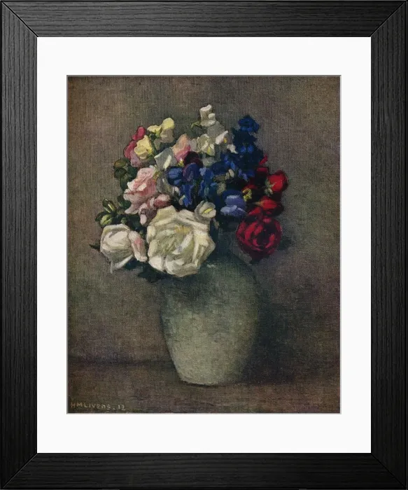 Framed Print : Sweet Peas and Roses, c20th century. Artist: Horace Mann Livens Framed Print : Sweet Peas and Roses, c20th century. Artist: Horace Mann Livens