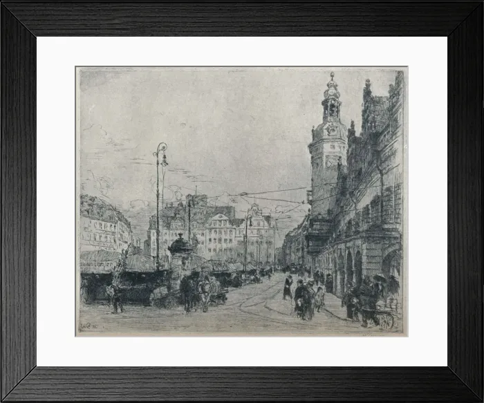 Framed Print : Market Place, Leipzig, c1913. Artist: Walter Zeising Framed Print : Market Place, Leipzig, c1913. Artist: Walter Zeising