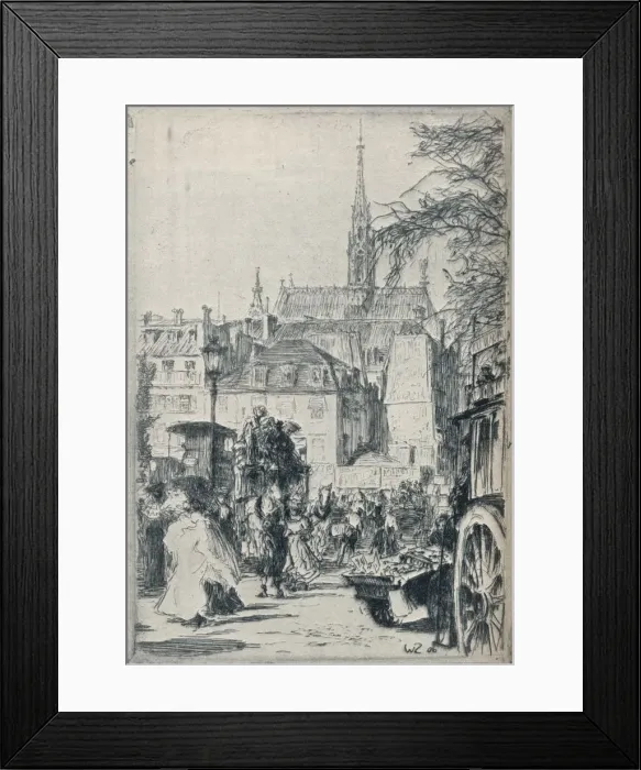 Framed Print : Place St. Michel, Paris, c1913. Artist: Walter Zeising Framed Print : Place St. Michel, Paris, c1913. Artist: Walter Zeising