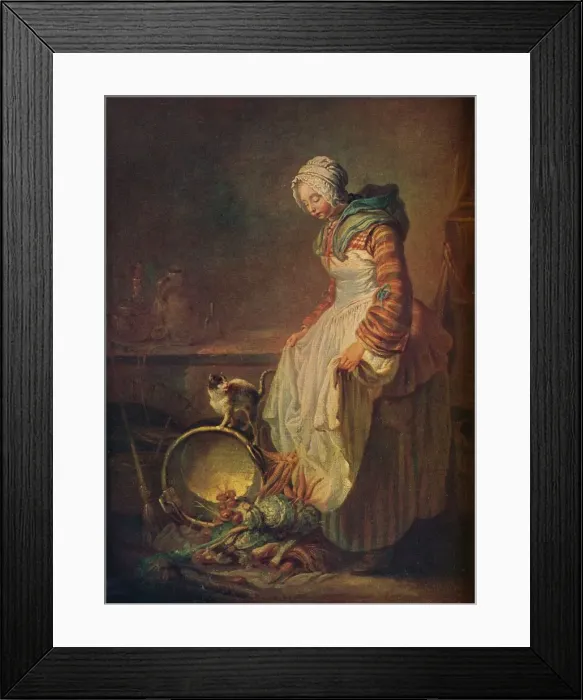 Framed Print : Woman with Kitten, 18th century. Artist: Jean-Simeon Chardin Framed Print : Woman with Kitten, 18th century. Artist: Jean-Simeon Chardin