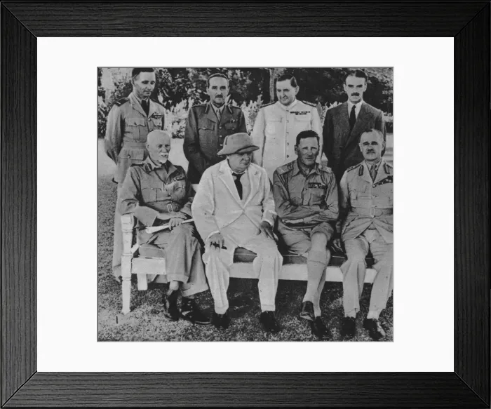 Framed Print : At the Front in Egypt: Mr. Churchill in Cairo with members of the Middle East War Council, 1942 Framed Print : At the Front in Egypt: Mr. Churchill in Cairo with members of the Middle East War Council, 1942