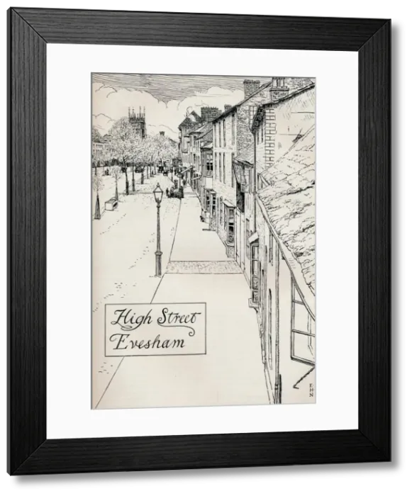 Framed Print : High Street Evesham, 19th century. Artist: Edmund Hort New Framed Print : High Street Evesham, 19th century. Artist: Edmund Hort New