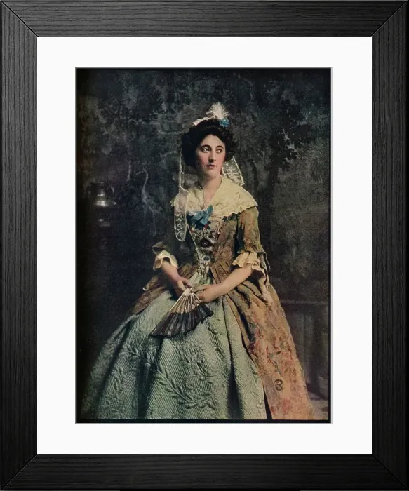 Framed Print : A Dress of the early 18th century, with a fine example of quilted petticoat, c1913 Framed Print : A Dress of the early 18th century, with a fine example of quilted petticoat, c1913