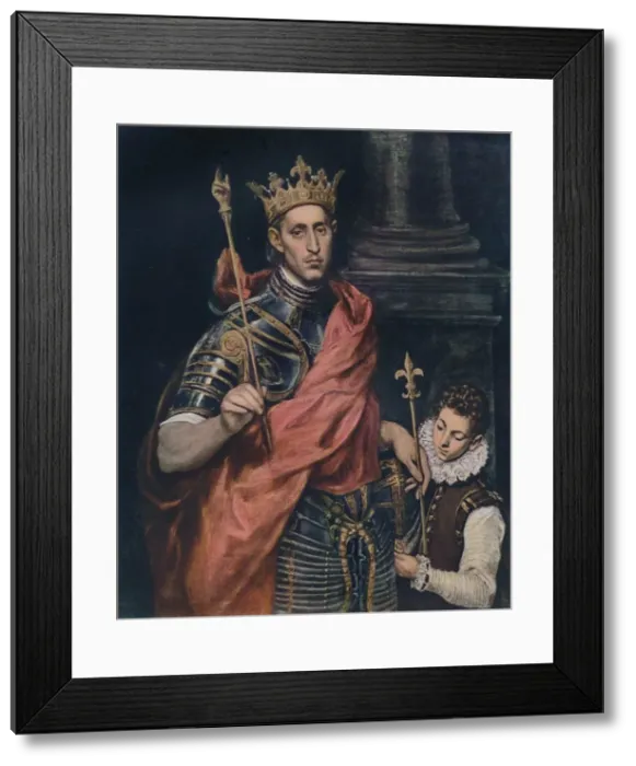 Framed Print : St. Louis King of France with a Page, c1590. Artist: El Greco Framed Print : St. Louis King of France with a Page, c1590. Artist: El Greco