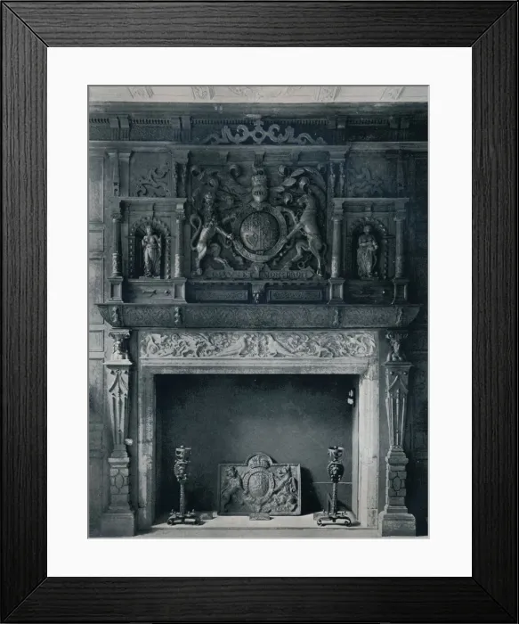 Framed Print : Chimneypiece with Arms of James I, circa 1606: from the Old Palace, Bromley-By-Bow, 1945 Framed Print : Chimneypiece with Arms of James I, circa 1606: from the Old Palace, Bromley-By-Bow, 1945