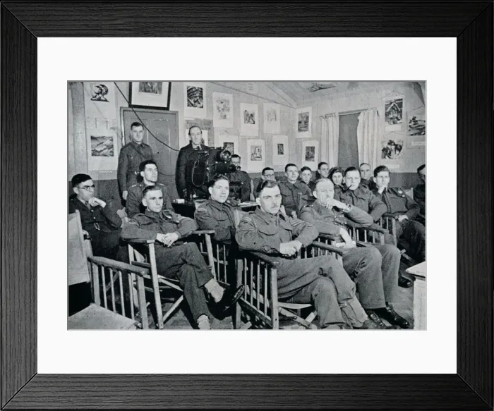 Framed Print : Army Art Group: Adrian Hill, R. B. A. R. O. I. lecturing on The Art and Aims of Picasso, 1944 Framed Print : Army Art Group: Adrian Hill, R. B. A. R. O. I. lecturing on The Art and Aims of Picasso, 1944
