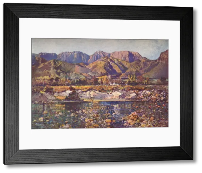 Framed Print : Wemmers Hoek Mountains (Wemmershoek) from the Berg River, Cape Western Province, c20th century. Artist: Robert Gwelo Goodman Framed Print : Wemmers Hoek Mountains (Wemmershoek) from the Berg River, Cape Western Province, c20th century. Artist: Robert Gwelo Goodman