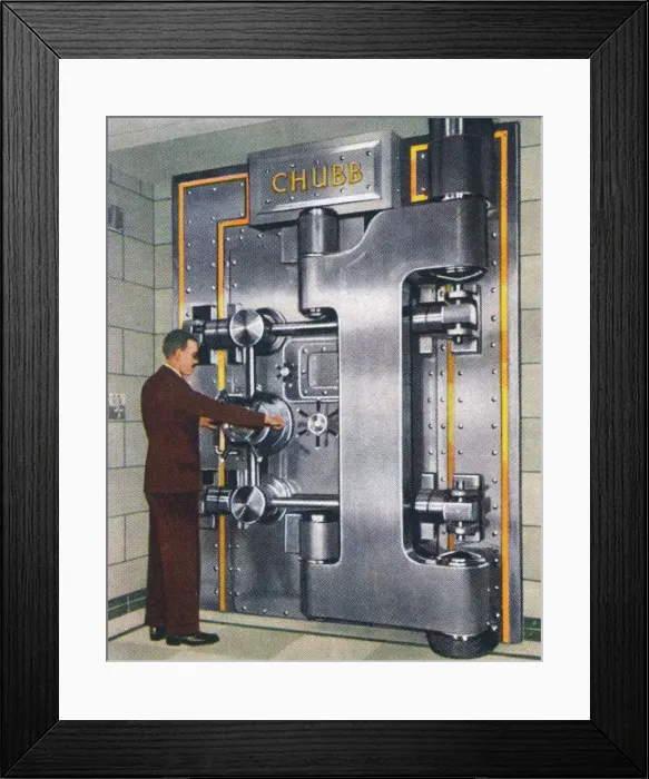 Framed Print : 30-ton treasury door, 1938 Framed Print : 30-ton treasury door, 1938