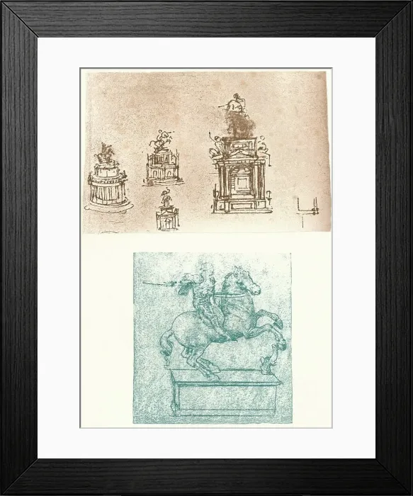 Framed Print : Two preparatory studies for the Sforza Monument, c1482-c1499 (1883). Artist: Leonardo da Vinci Framed Print : Two preparatory studies for the Sforza Monument, c1482-c1499 (1883). Artist: Leonardo da Vinci