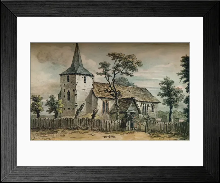 Framed Print : Downe Church, Kent, 1775. Artist: John Inigo Richards Framed Print : Downe Church, Kent, 1775. Artist: John Inigo Richards
