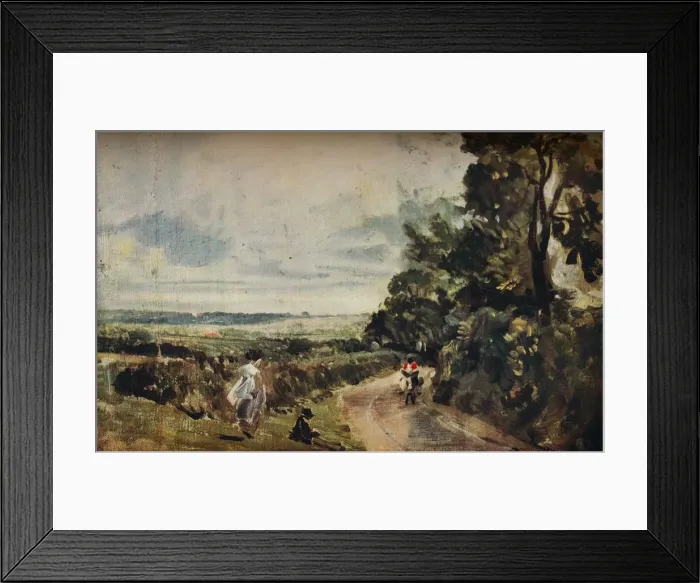 Framed Print : A Country Road with Trees and Figures (recto); Willy Lotts House (verso), c1830 Framed Print : A Country Road with Trees and Figures (recto); Willy Lotts House (verso), c1830