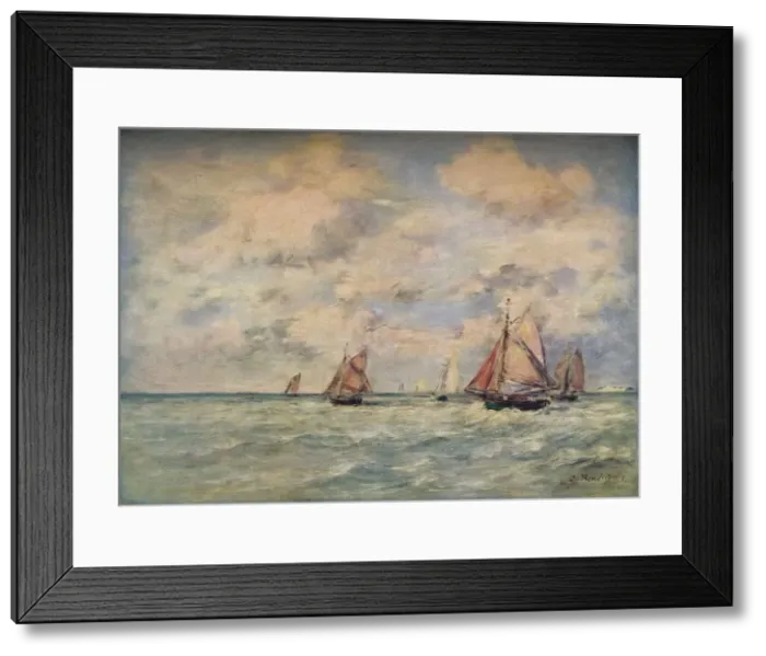 Framed Print : Sortie Des Barques A Trouville, 19th century. Artist: Eugene Louis Boudin Framed Print : Sortie Des Barques A Trouville, 19th century. Artist: Eugene Louis Boudin