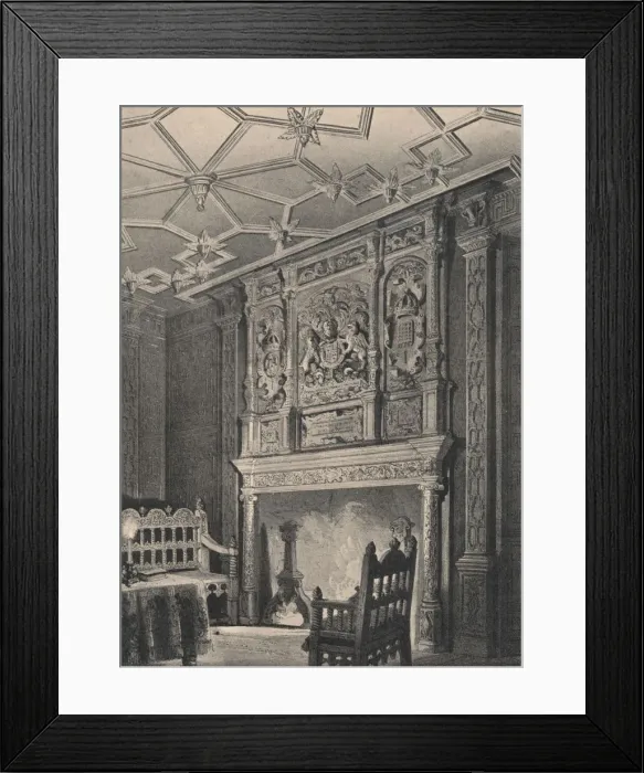 Framed Print : Interior of an old house at Enfield, Middlesex, known as `Queen Elizabeths Palace`, 1915 Framed Print : Interior of an old house at Enfield, Middlesex, known as `Queen Elizabeths Palace`, 1915